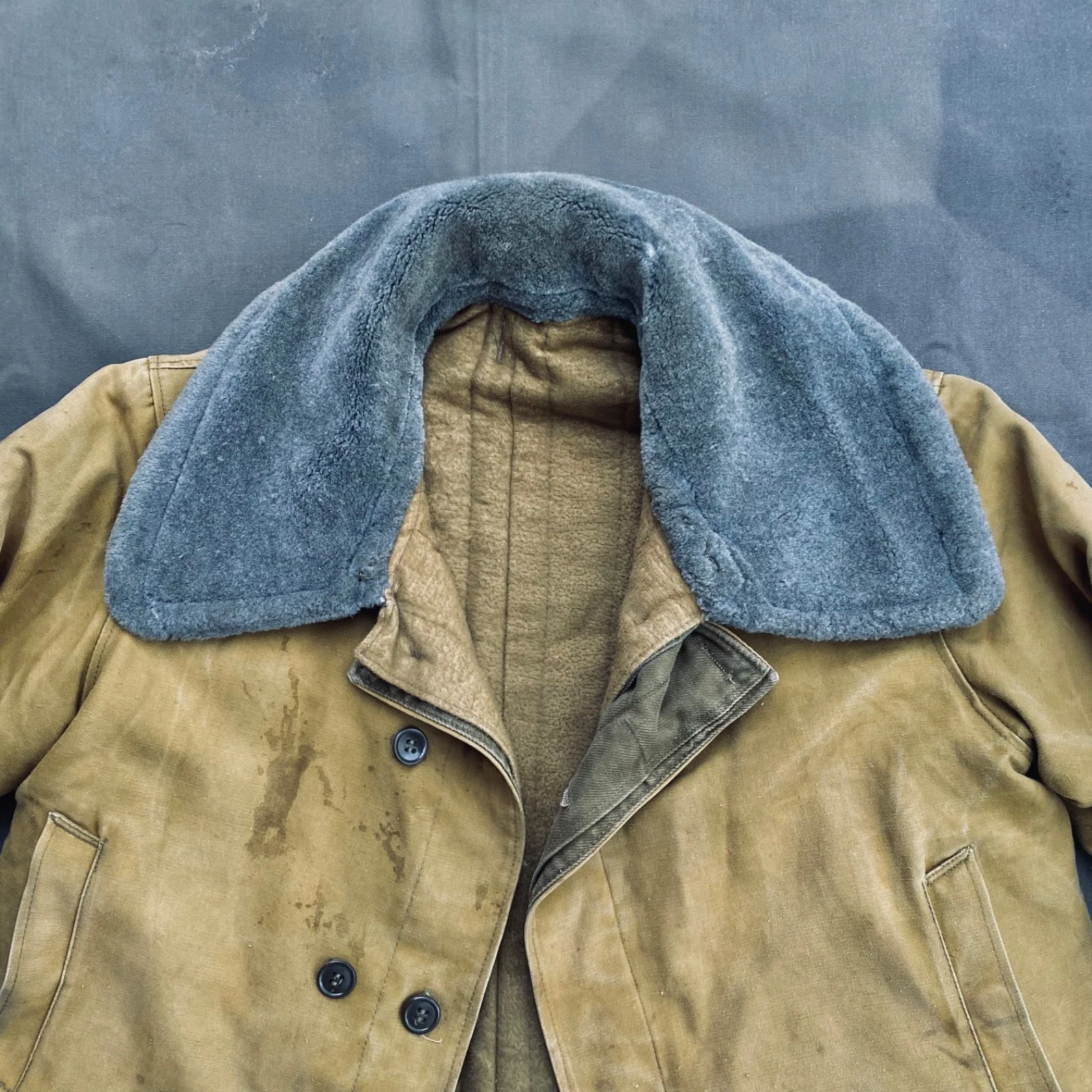 Vintage rare 80s ussr siviet army military tanker winter fufaika jacket  image 2