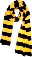 Fall Winter Ultra Soft Knit Striped Scarf for Women Men Black Yellow