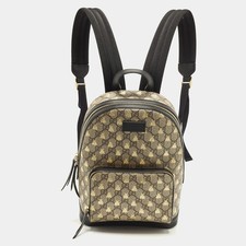 Gucci Day Bees Small BlackBeige GG Supreme Canvas and Leather Backpack