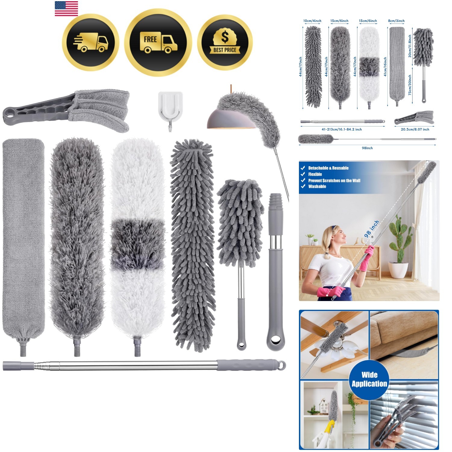 For Cleaning,extendable Microfiber Duster With Extension Pole Up...