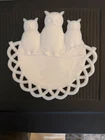 Westmoreland Vintage Milk Glass 8" Decorative Plate 3 Owls w/Lacey Edge