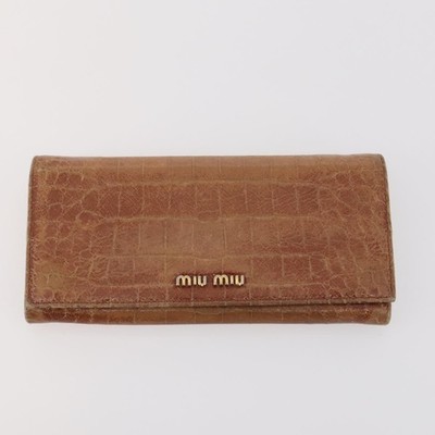 Miu Miu Wallet Leather 2 Set Brown Green Auth BA11023 | eBay