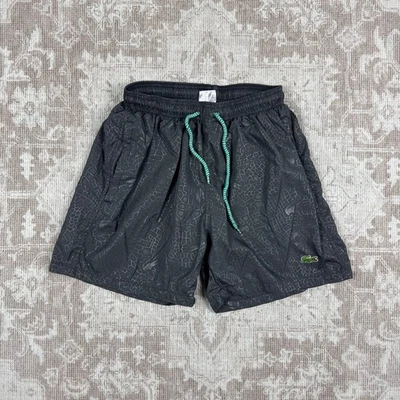 Boys 5" Lacoste swimming shorts trunks grey crocodile skin pattern pockets large - Image 1 of 4