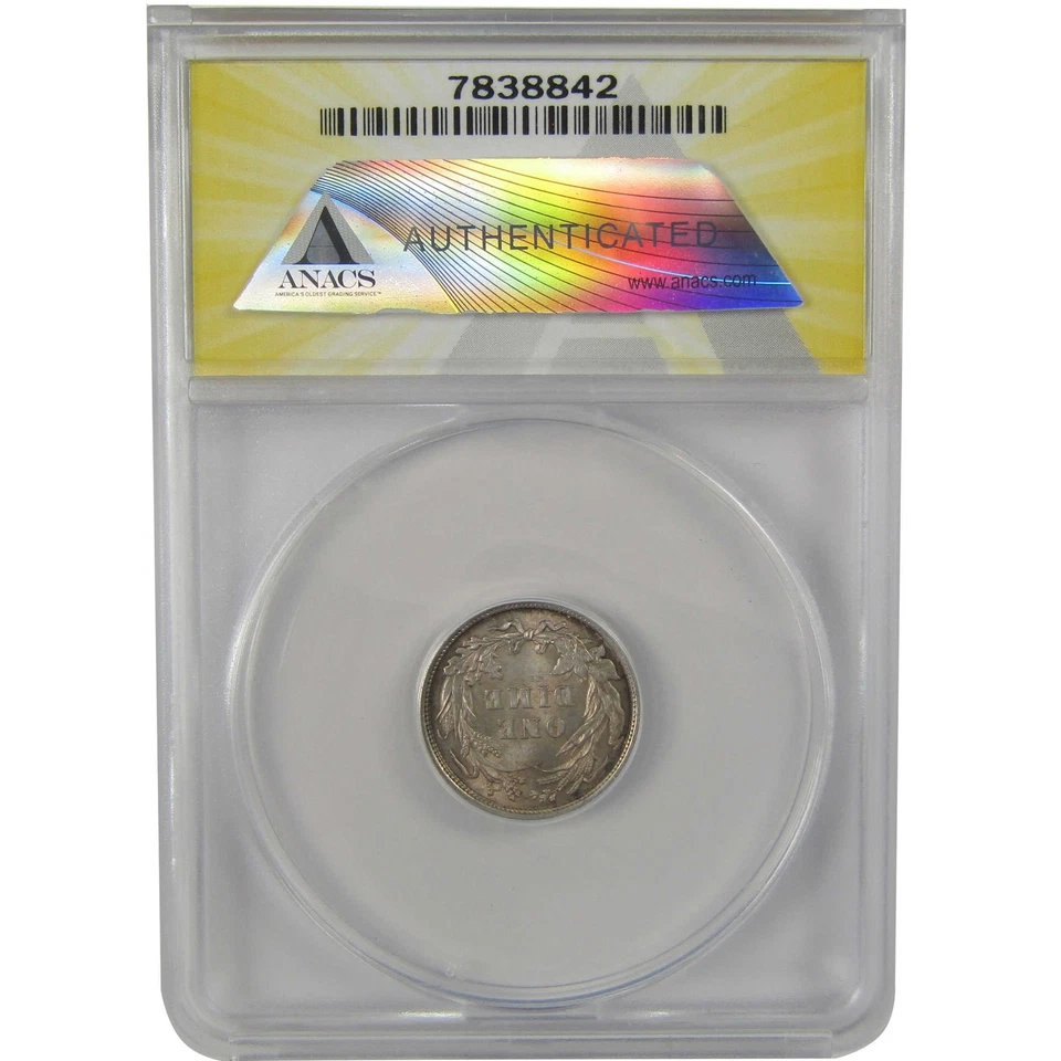 Moeda de 1892 Barber Dime MS 63 ANACS prata não circulada 10c SKU:I22164 - Imagem 2 de 4