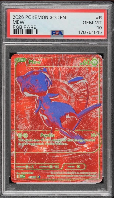 Mew PSA 10 Holo RGB Rare RRGB 2026 English Mew 30th Celebration Pokemon TCG