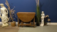 Victorian Oak Drop Leaf Table Barley Twist Light Wood Solid Antique Vintage