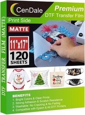 DTF Transfer Film 11"x17" - 120 Sheets Double-Sided Matte DTF Film for Sublim...