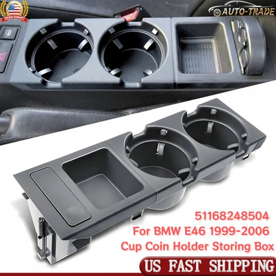 #ad #ad Gray Center Console Cup Coin Holder Storing Box 51168248504 For BMW E46 99 06 $19.98