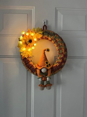 Corona de Navidad Día De Acción De Gracias Iluminada Para Puerta