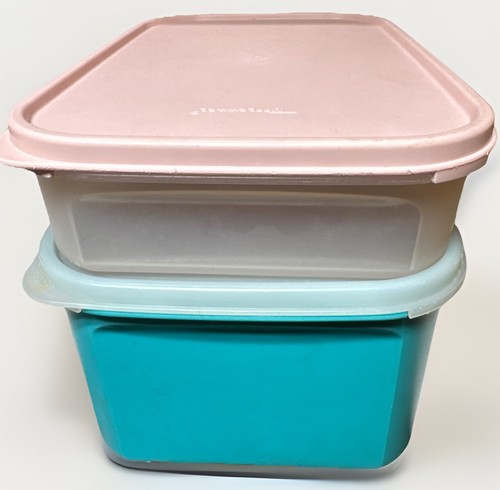 VTG Lot (2) Tupperware Modular Mates 18 & 8.5 Cup Storage Containers Pink & Blue - Picture 3 of 22