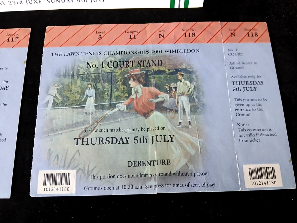 (2) Wimbledon 2001 No.1 Court Debenture Tickets -Ivanisevic & Rafter - VV-B1 - Image 3 of 4