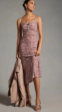 By Anthropologie Sheer Mesh Midi Dress Size XS 2 Bodycon Rouched