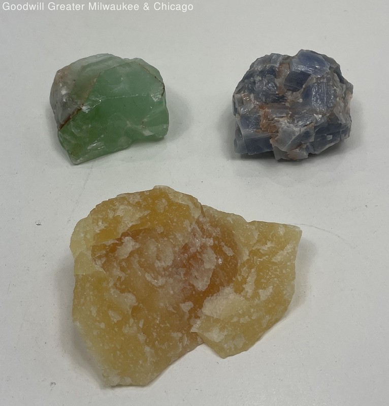 Blue Green Orange Calcite Stones Crystals