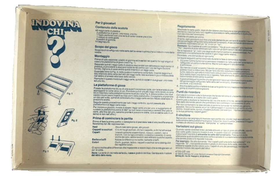 INDOVINA CHI? GIOCO IN SCATOLA MB GIOCHI COMPLETO 1980 VINTAGE - Immagine 2 di 4