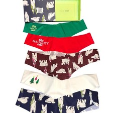 Aerie Undies No Show Thongs Brief Womens M Polar Bear Christmas Holiday Pack 5