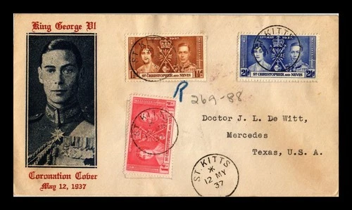 Dr Jim Stamps St. Christopher & Nevis 1937 King George VI Coronation 3v Set FDC
