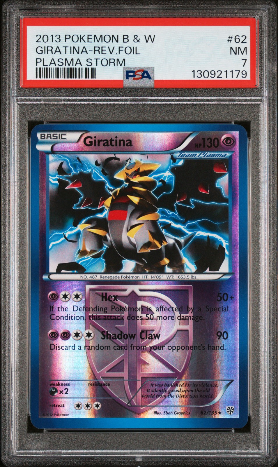 2013 POKEMON BW PLASMA STORM GIRATINA #62 REVERSE PSA 7 NM #130921179