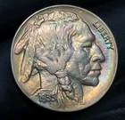 Neon 🌈 Toned 1935 Buffalo Nickel  Eye Candy