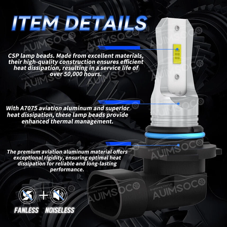 For 2012-2022 Ford Ranger Cab Pickup LED Headlight+Fog Light Bulb Kit Pure 6500K - Image 4 of 4