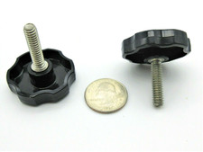 1/4"-28 x 1" Fine Thread Thumb Screws Black Fluted Knobs 818 SS USA 4 Pack