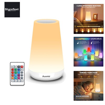 Bedside Lamp, Night Light, Touch Dimmable with 13 Colours and 4 Modes, LED Ta...