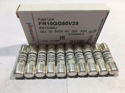 MERSEN FR10GG50V25 500V 25A FERRAZ SHAWMUT Fuse 10x38mm 500V JPSF455 Qty x1/5/10
