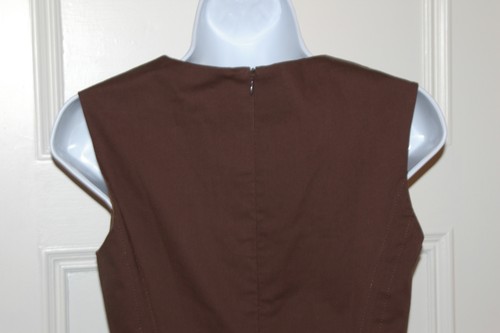 MILLY Cotton Sleeveless Shift Dress in Chocolate Brown w/Kangaroo Pocket Sz 4 - Picture 5 of 6