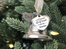 Memorial DAD & MOM Ornament - A Piece of My Heart Bell for Christmas in Heaven