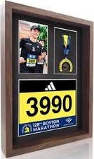 3-In-1 Shadow Box Display – Medal, Race Bibs & Photo Frame – Marathon & Triathlo