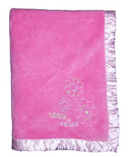 Gerber Pink Little Cutie Embroidered Flower Baby Blanket Satin Trim Lovey 30x40