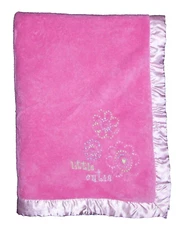 Gerber Pink Little Cutie Embroidered Flower Baby Blanket Satin Trim Lovey 30x40