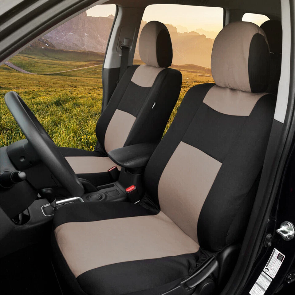 Car Seat Covers Full Bench Set+PU Leather Carpet Floor Mat+Steering Wheel Cover - Image 2 of 4