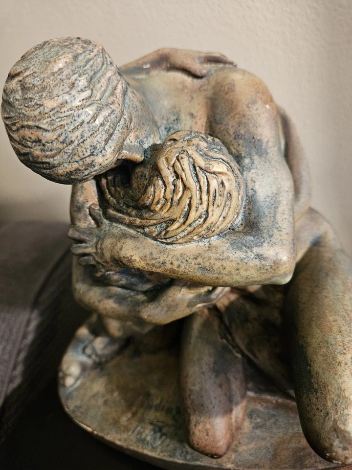 DE COLECCIÓN STEPHAN SINDING 1889 CERÁMICA MARRÓN DOS HUMANOS ESCULTURA Foto 2 de 4