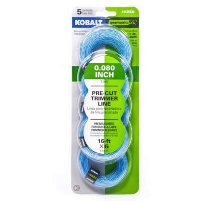 5 Packs Kobalt greenworks 5 easy 0.080 reloading trimmer refills #1438130 25