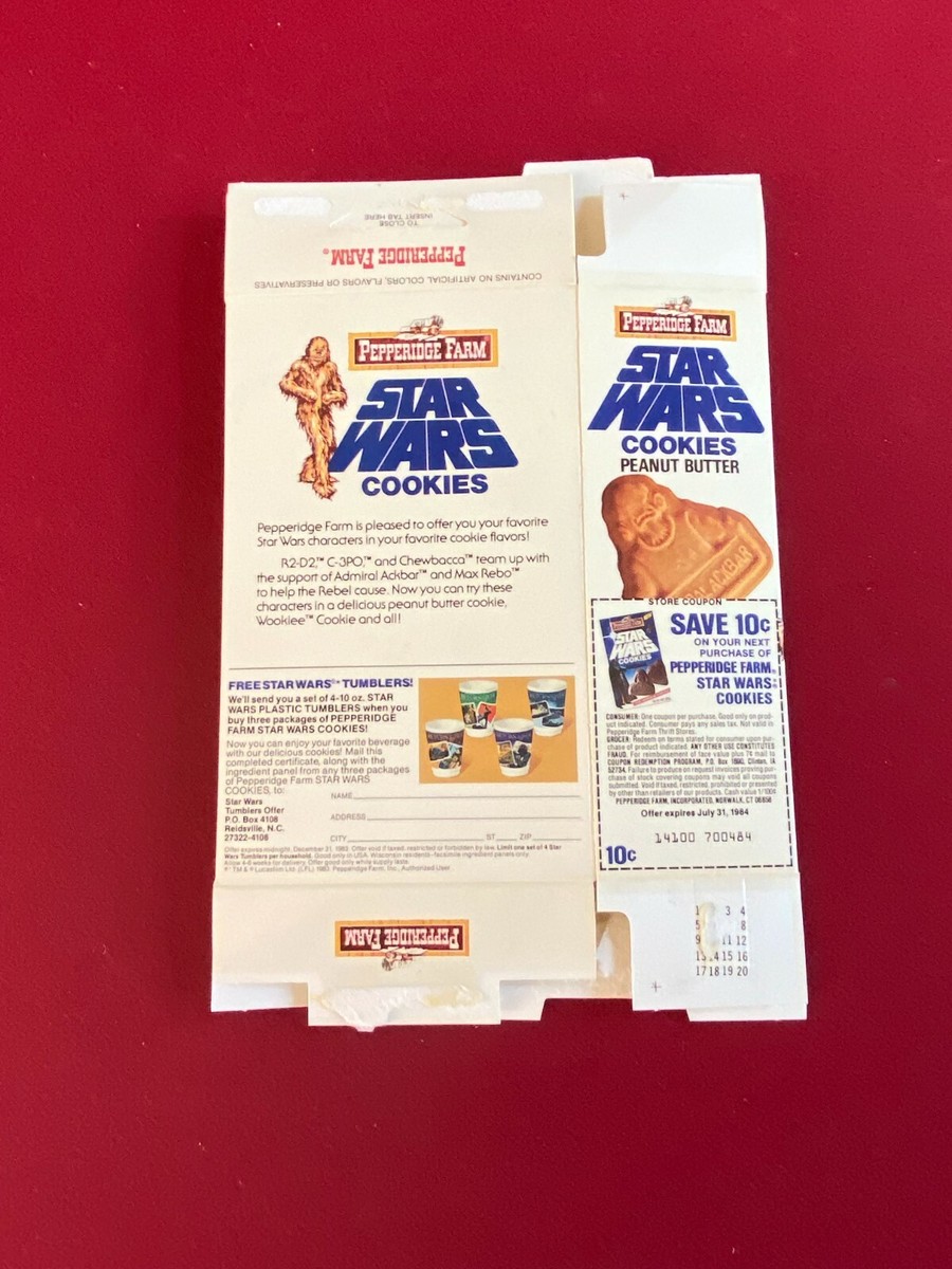 1983, Star Wars, PEPPERIDGE FARM COOKIE BOX (PEANUT BUTTER) Scarce