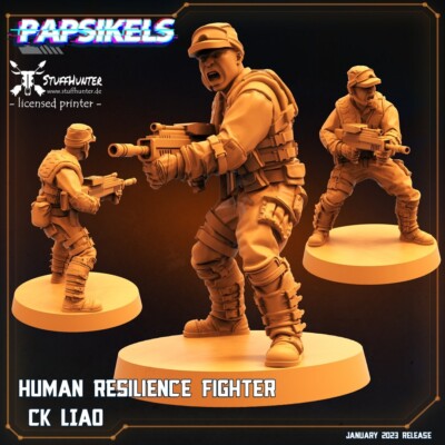 Human Resilience Fighter Ck Liao - Papsikels - Tabletop Wargaming Sci-Fi