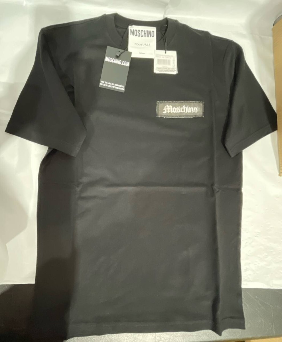 【関税&送料込】Moschino T-Shirt With Logo Patch Moschino logo-patch organic-cotton T-shirt, size 46 | eBay