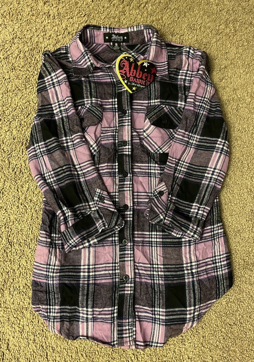 Abbey Dawn by Avril Lavigne Purple Plaid Flannel Shirt w/ Zippers