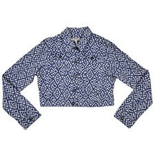 Stetson Denim Aztec Western Short Jacket Women's Size M Blue White