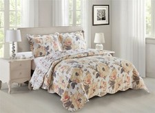 Oversize Deema Lightweight 3PC Mix of Natural Soft Colors Printed Bed Quilt Set