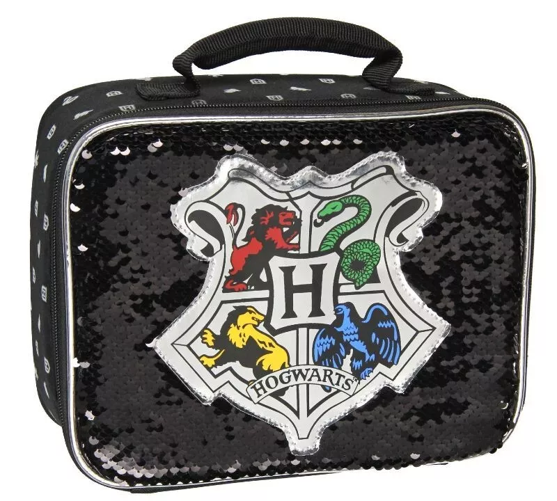 HARRY POTTER LUNCH BOX HOGWARTS CASTLE CREST REVERSIBLE SEQUIN INSULATED  BAG