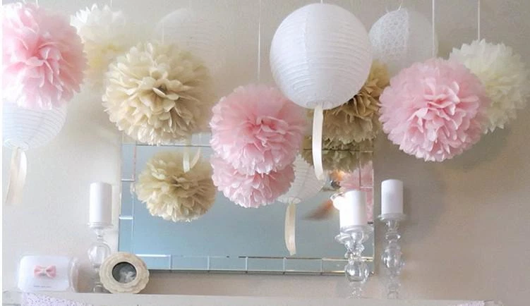 12"&16" Tissue Paper Pompoms Pom Poms Hanging Garland Wedding Party Decoration - Image 2 of 4