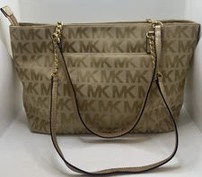 MICHAEL KORS EW CHAIN TOTE HANDBAG IN BG/EB/MOCHA 38T2XJST7J