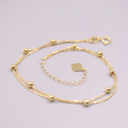 Pure Au750 18K Yellow Gold Chain Women Double Wheat Link Bracelet 0.8-1g  - Picture 1 of 4