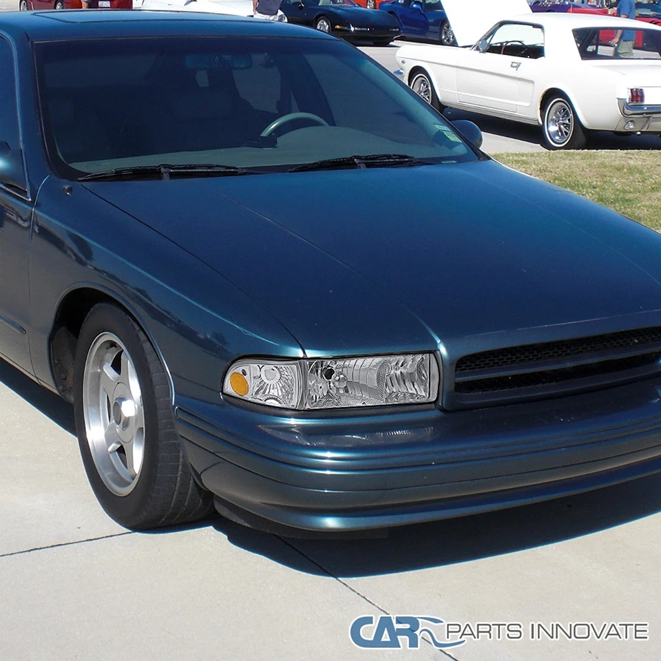 Fits 1991-1996 Chevy Caprice 1994-1996 Impala Clear Headlights+Corner Lamps L+R Foto 3 de 4