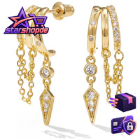 Ohrringe HäNgend 14 Karat Vergoldet Minimalistisch Elegant Quasten Damen Schmuck