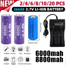 26650 3.7V 6000mAh Rechargeable Battery Batteries 2-slot Charger LOT