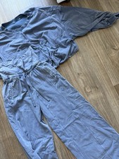 Blue 2 Piece Women's Outfit Set, Long Sleeve Crew Neck Top  Drawstring Pants