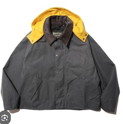 Barbour X Kaptain Sunshine Cruiser Jacke grau/gelb 50'' Brustumfang abnehmbare Kapuze