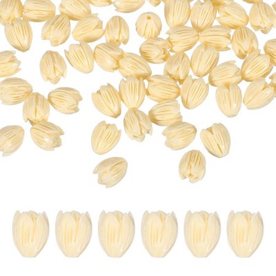 50 Pcs 13x10mm Beads Coral Flower for DIY Crafts, Light Beige